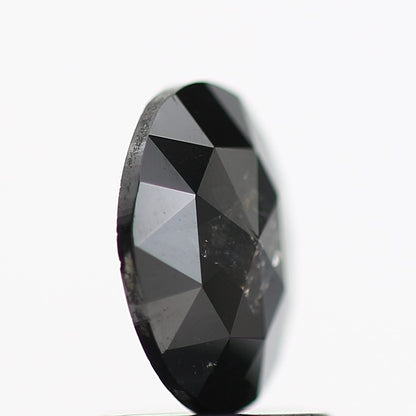 0.82 Carat Oval Rose Cut Black Diamond For Engagement Ring 7.9 MM