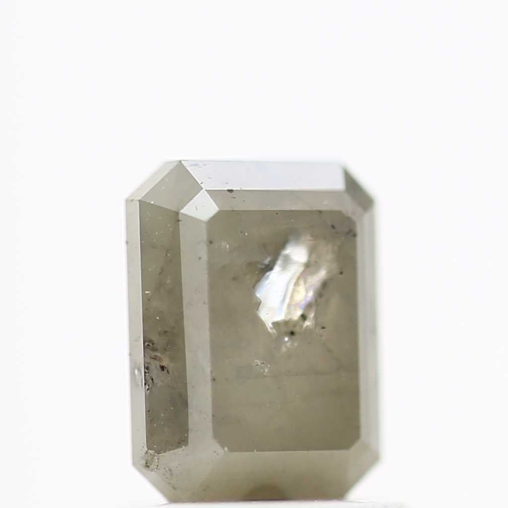 1.27 Carat 6.54 MM Natural Rustic Gray Emerald Shape Loose Diamond - Blackdiamond