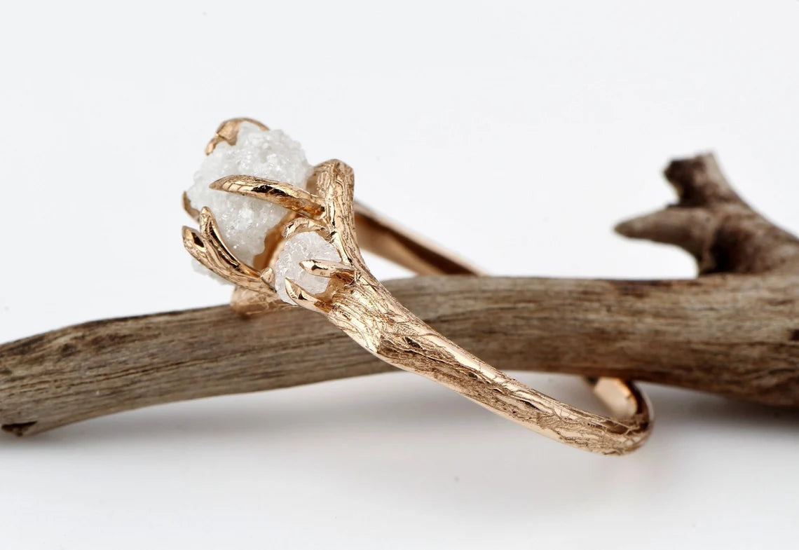 tree branch rough diamond ring