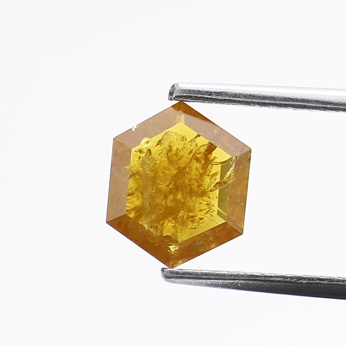 0.86 Carat Fancy Yellow Hexagon Salt and Pepper Diamond 7 MM