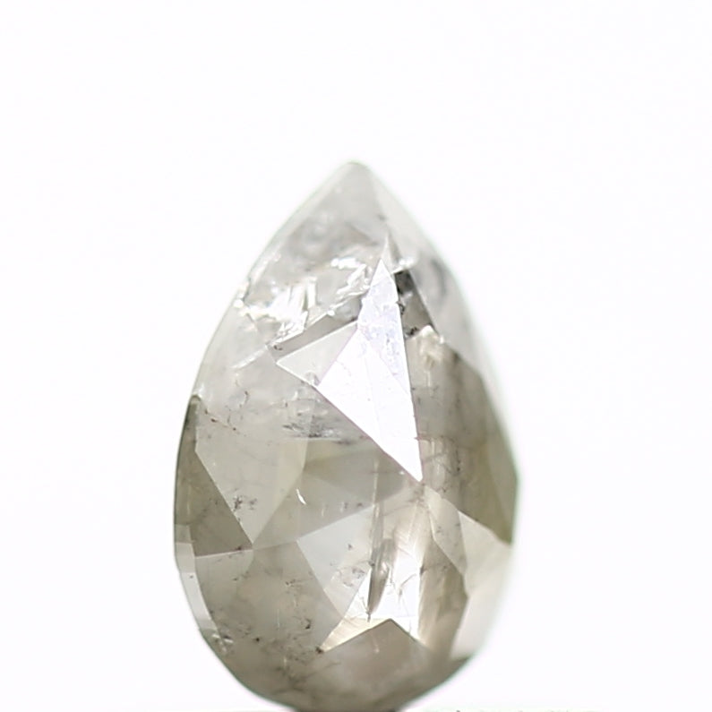 0.42 Carat Natural Rose Cut Gray Pear Salt Pepper Diamond SDM384