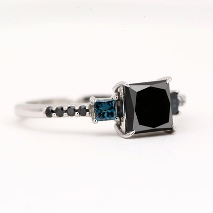 princess black diamond ring