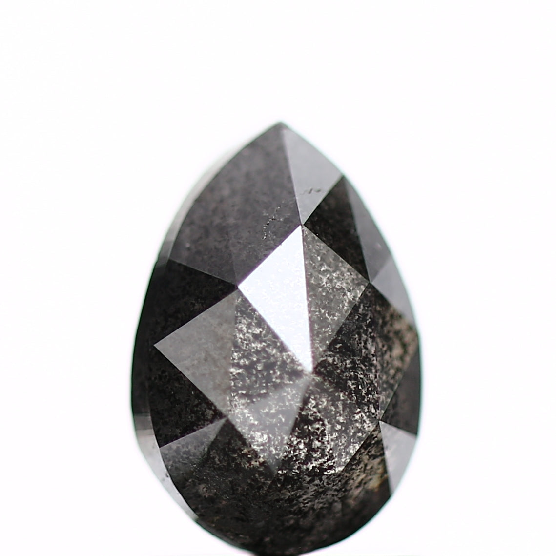 1.43 Carat Natural Fancy Rose Cut Pear Gray Black Diamond SDM964