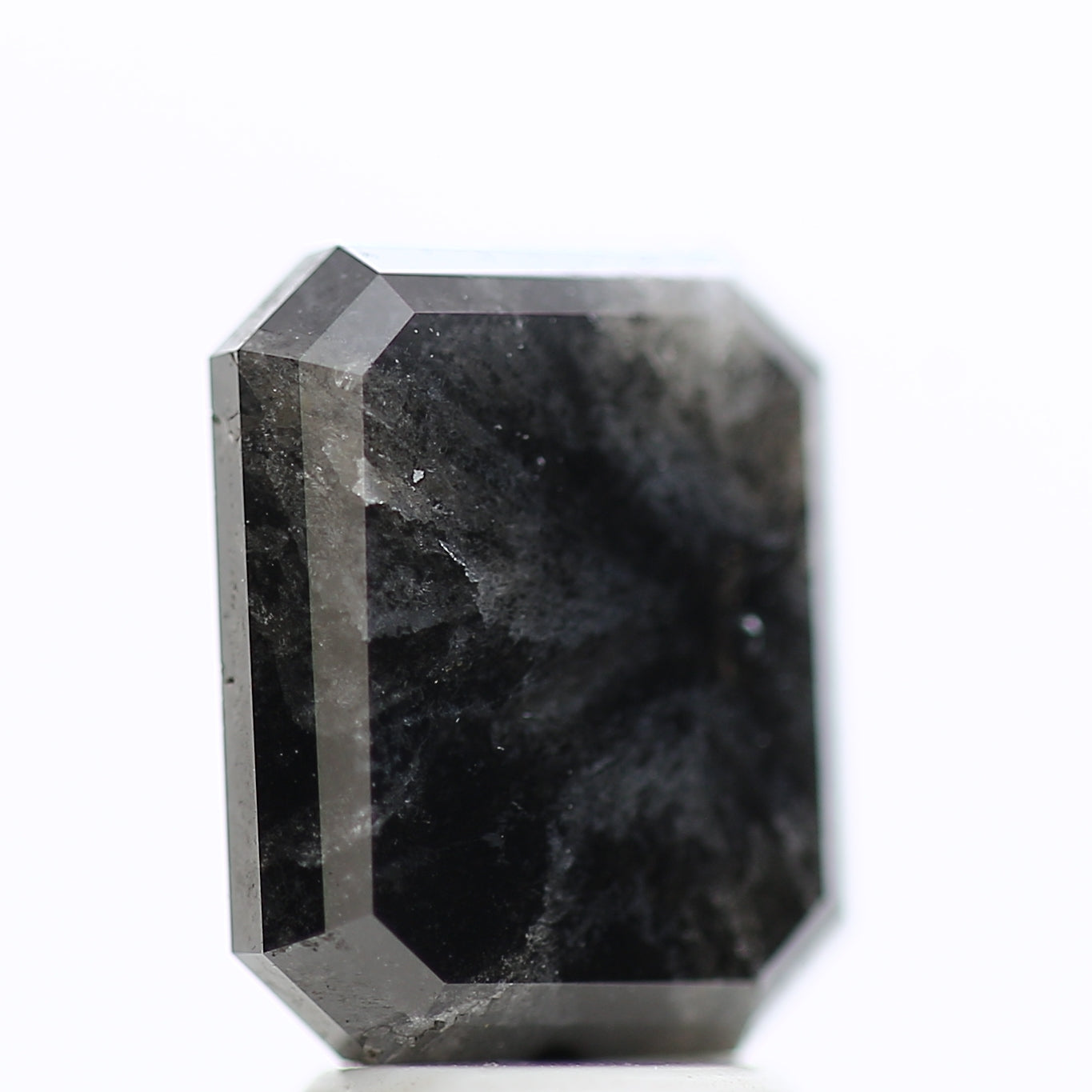 4 Carat Natural Emerald Cut Black Salt And Pepper Diamond 9.74 MM