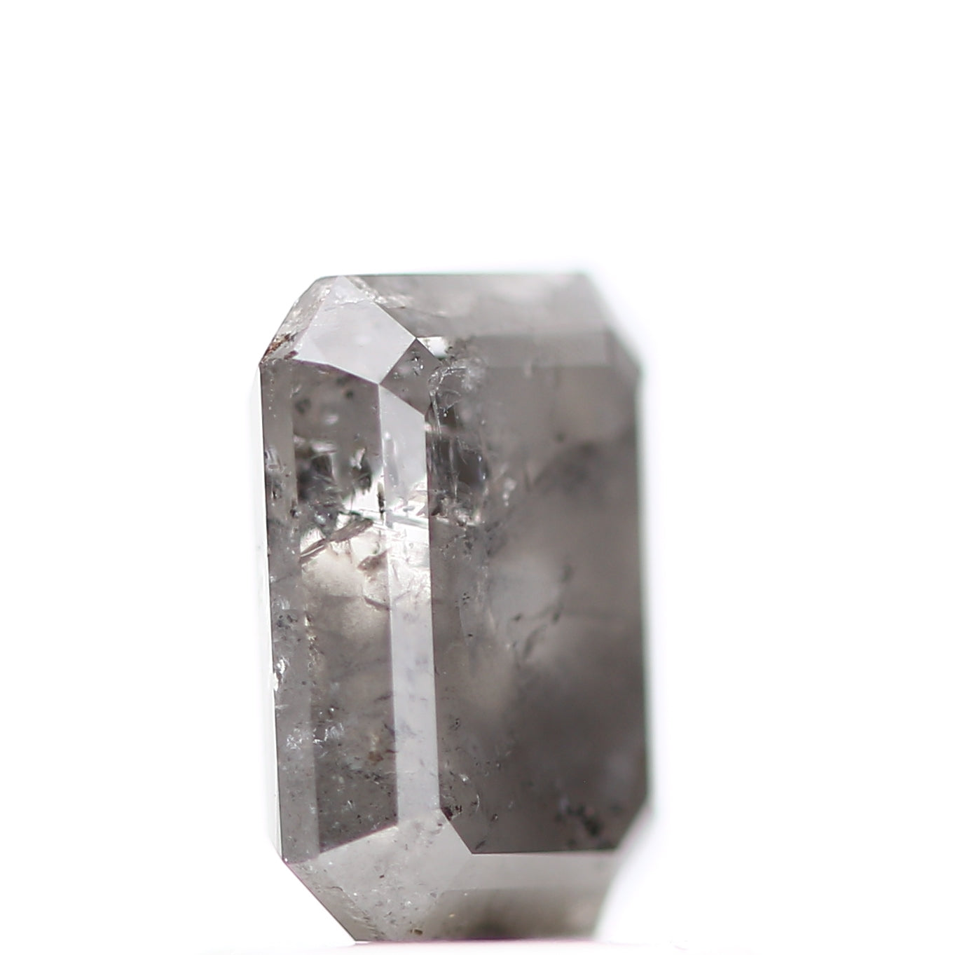 1.06 Carat 6.59 MM Natural Emerald Cut Gray Salt and Pepper Diamond - Blackdiamond