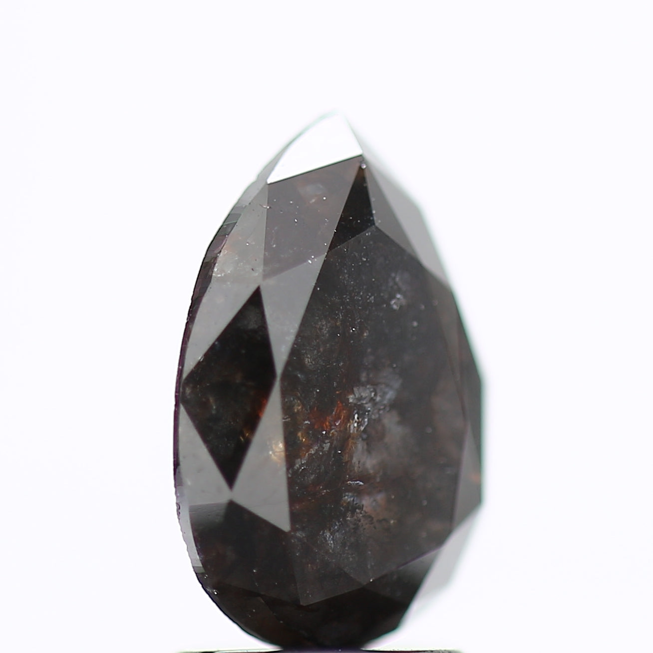 1.89 Carat Natural Pear Black Salt and Pepper Diamond 10.30 MM