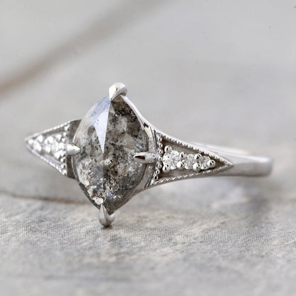 gray salt and pepper diamond ring