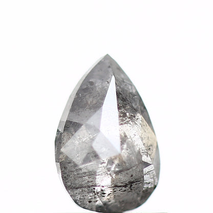 0.74 Carat Natural Pear Rose Cut Gray Salt and Pepper Diamond SDM122