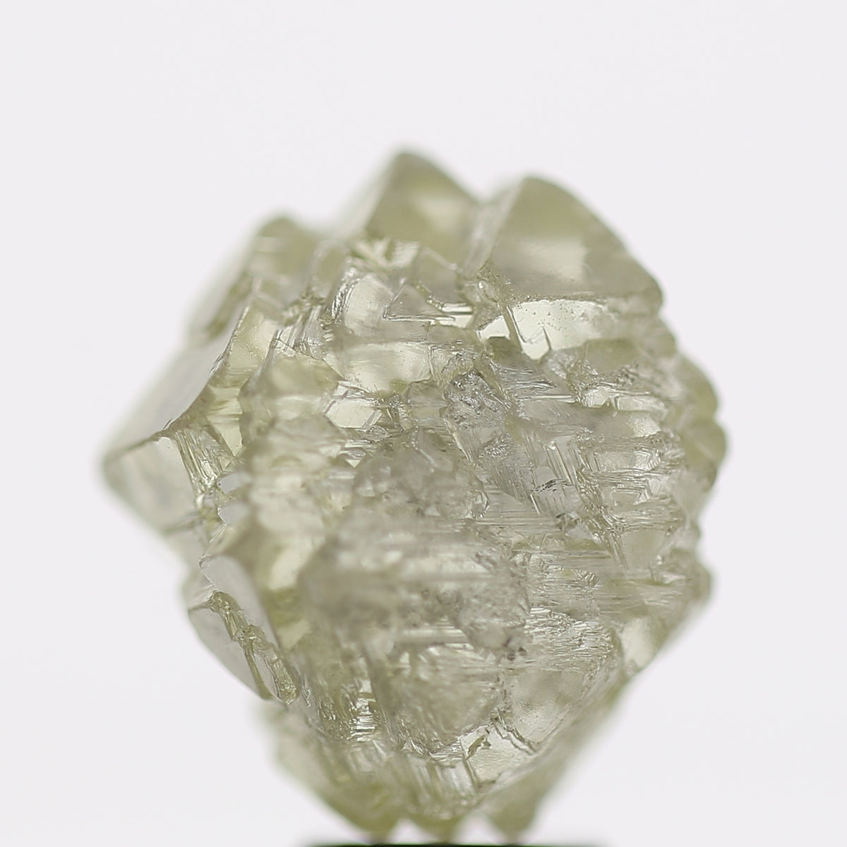 10 Ct Rough Diamond Octahedron Light Green Gray Raw Stone 12.70 MM