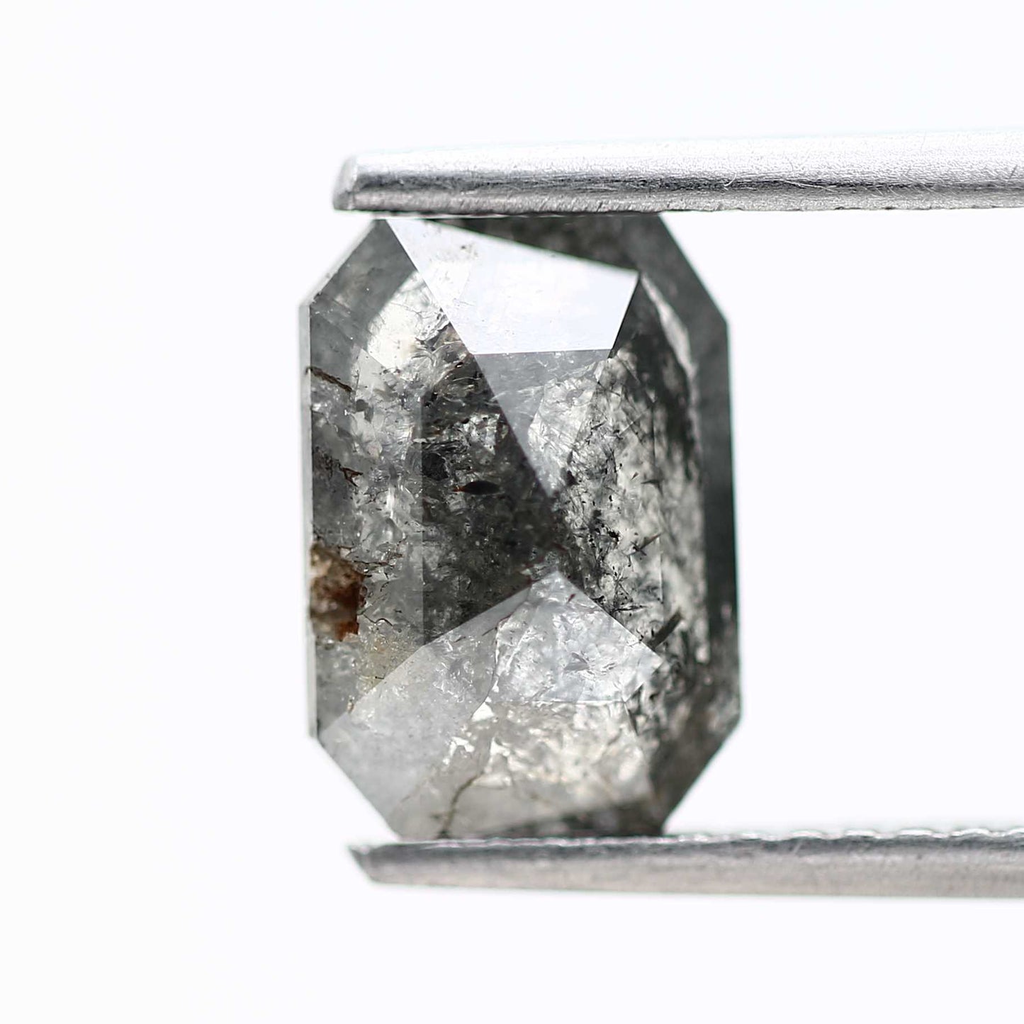 1.44 Carat 9 MM Natural Gray Emerald Cut Salt and Pepper Diamond - Blackdiamond