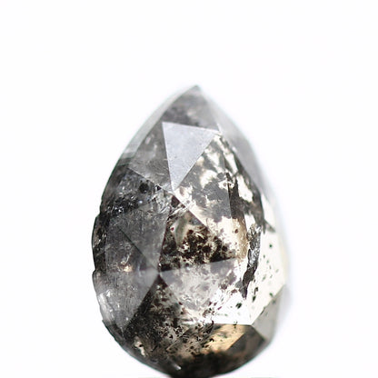 1.45 Carat Pear Natural Rose Cut Salt And Pepper Diamond 8.8 MM