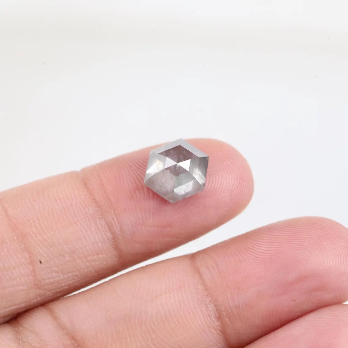 3 Ct Hexagon Salt and Pepper Diamond 9.80 MM