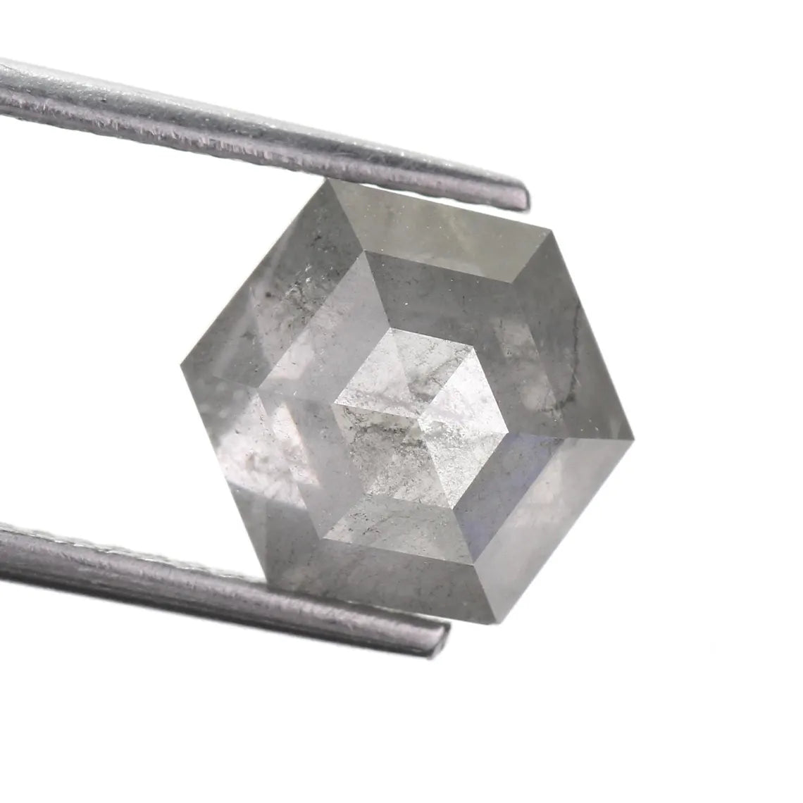 3 Ct Hexagon Salt and Pepper Diamond 9.80 MM