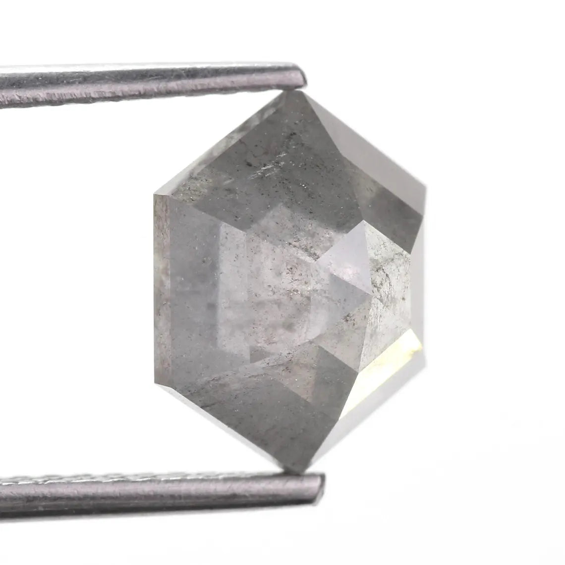 3 Ct Hexagon Salt and Pepper Diamond 9.80 MM