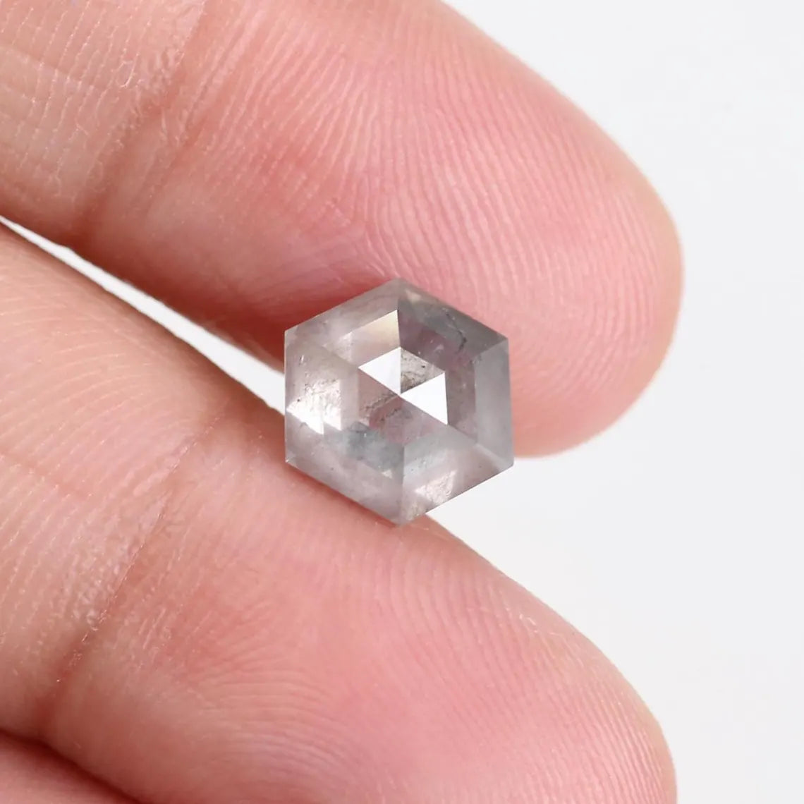 3 Ct Hexagon Salt and Pepper Diamond 9.80 MM
