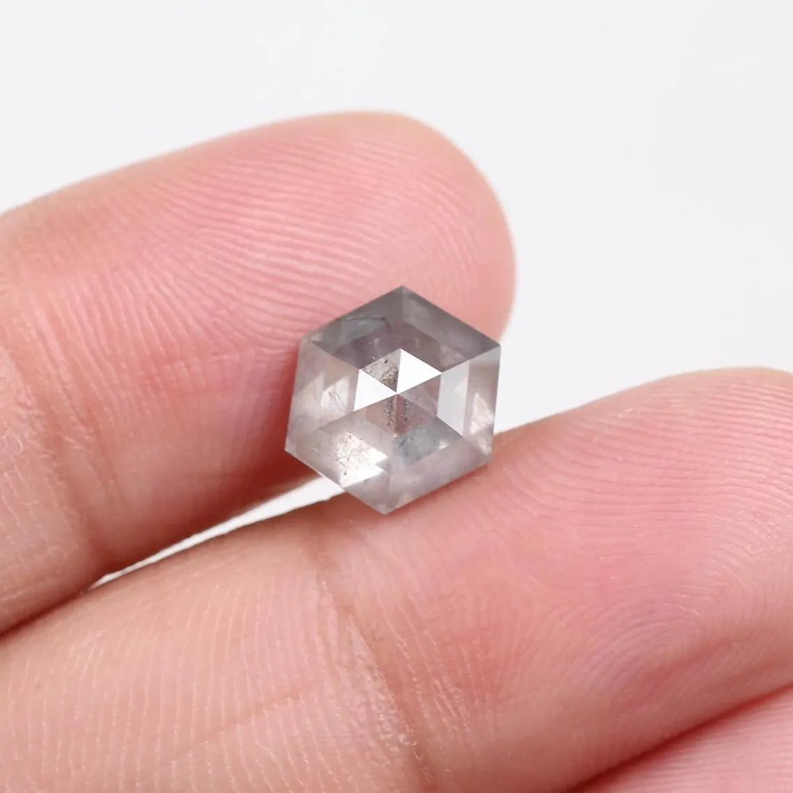 3 Ct Hexagon Salt and Pepper Diamond 9.80 MM