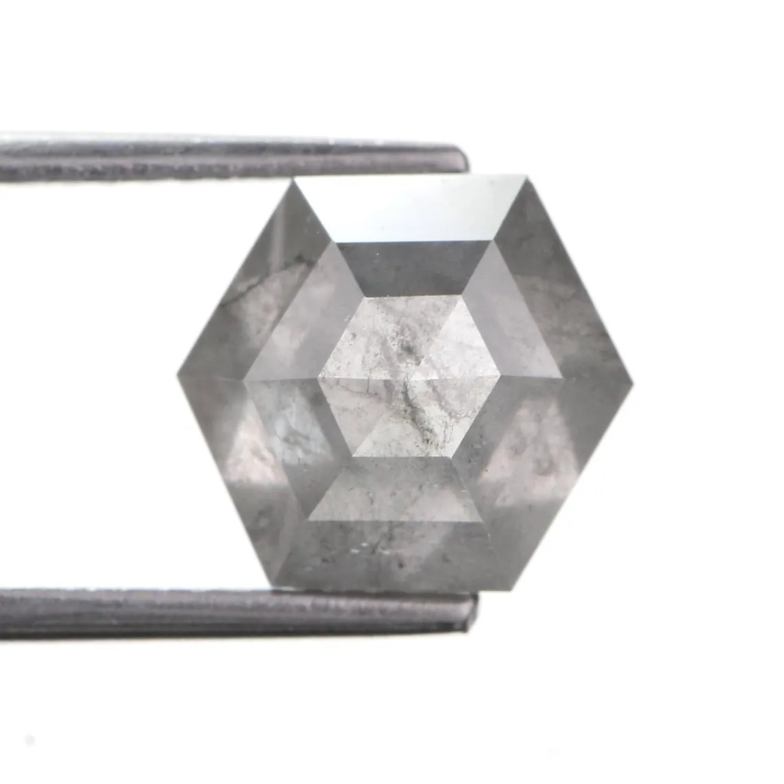 3 Ct Hexagon Salt and Pepper Diamond 9.80 MM