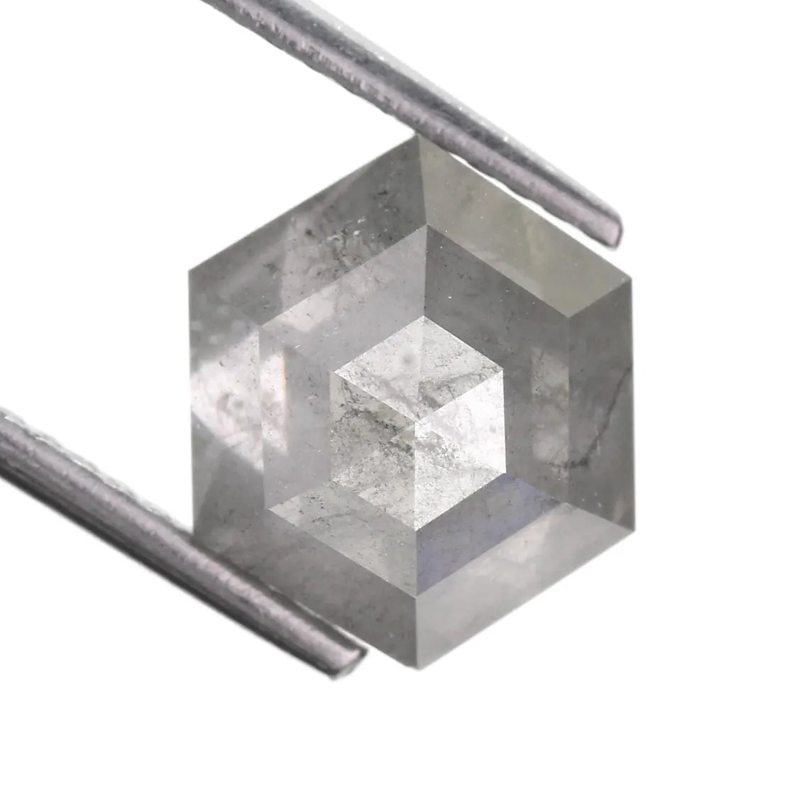 3 Ct Hexagon Salt and Pepper Diamond 9.80 MM