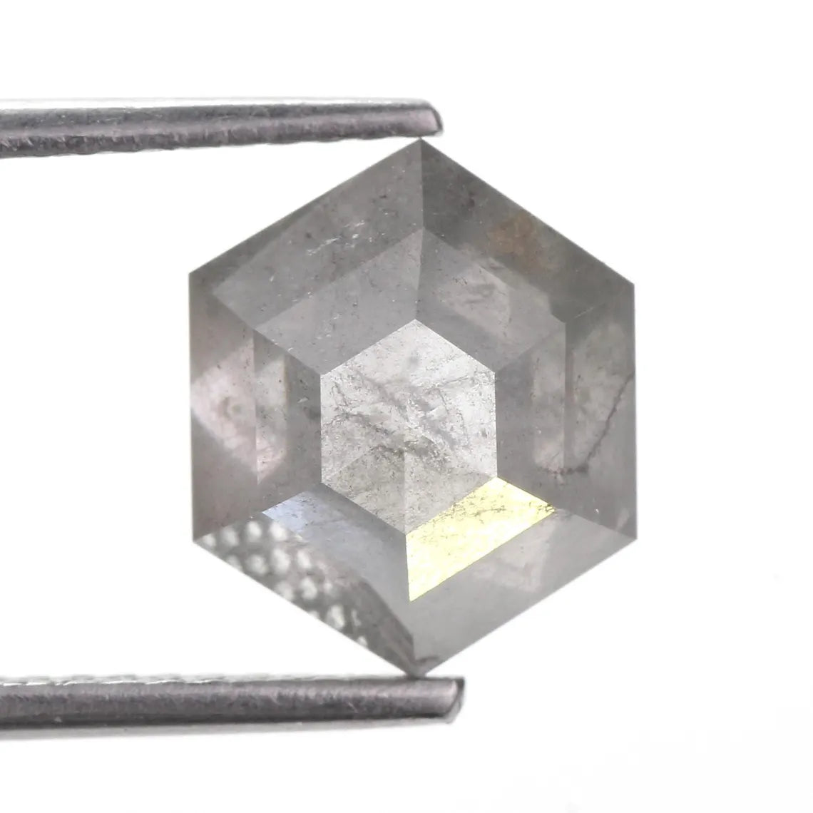 3 Ct Hexagon Salt and Pepper Diamond 9.80 MM