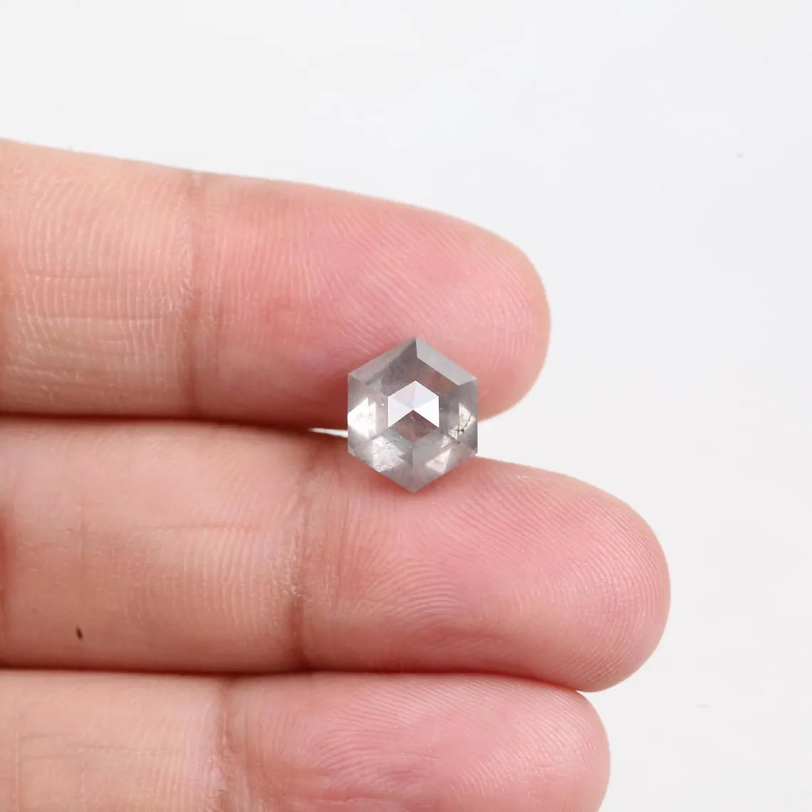 3 Ct Hexagon Salt and Pepper Diamond 9.80 MM