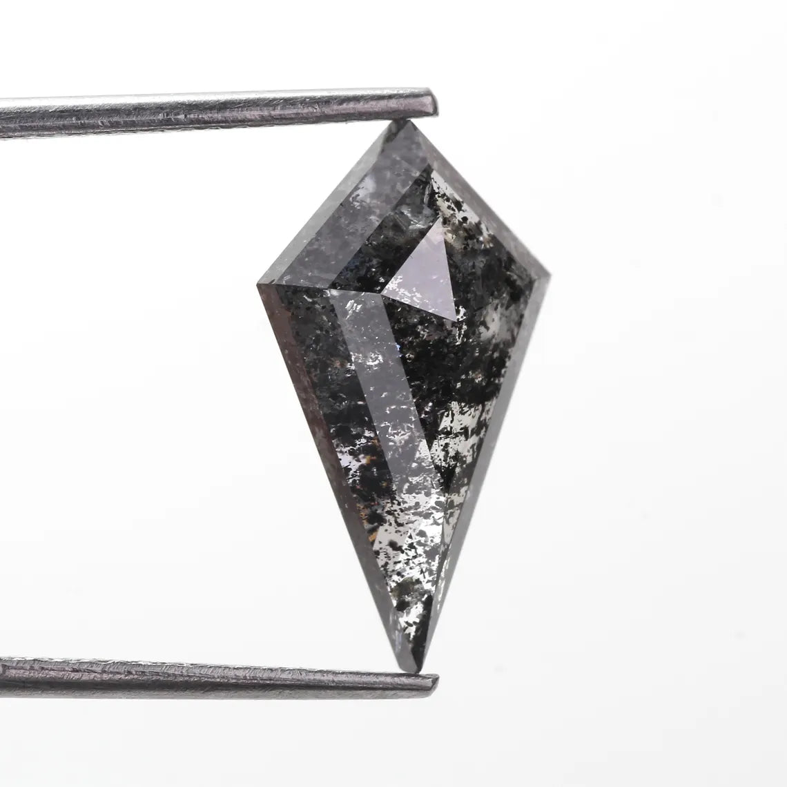 3.65 Carat Natural Black Kite Shape Salt and Pepper Diamond 15.9 MM