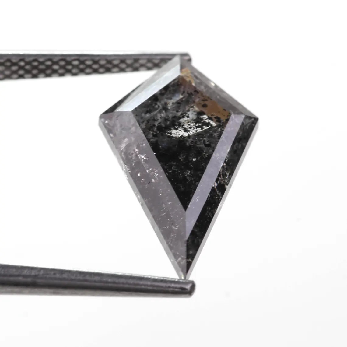 3.65 Carat Natural Black Kite Shape Salt and Pepper Diamond 15.9 MM