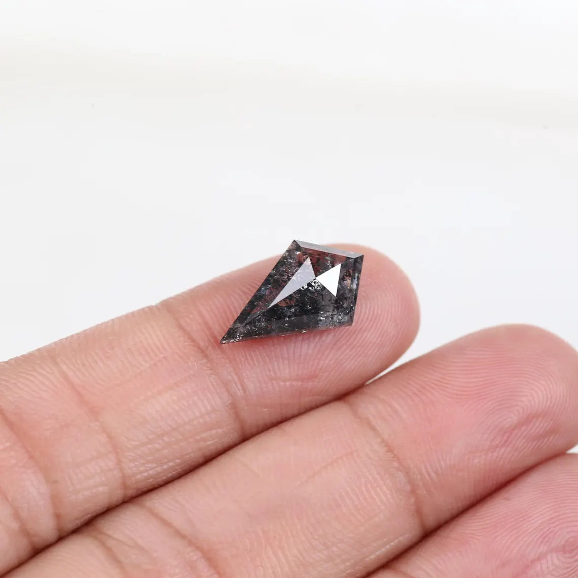 3.65 Carat Natural Black Kite Shape Salt and Pepper Diamond 15.9 MM