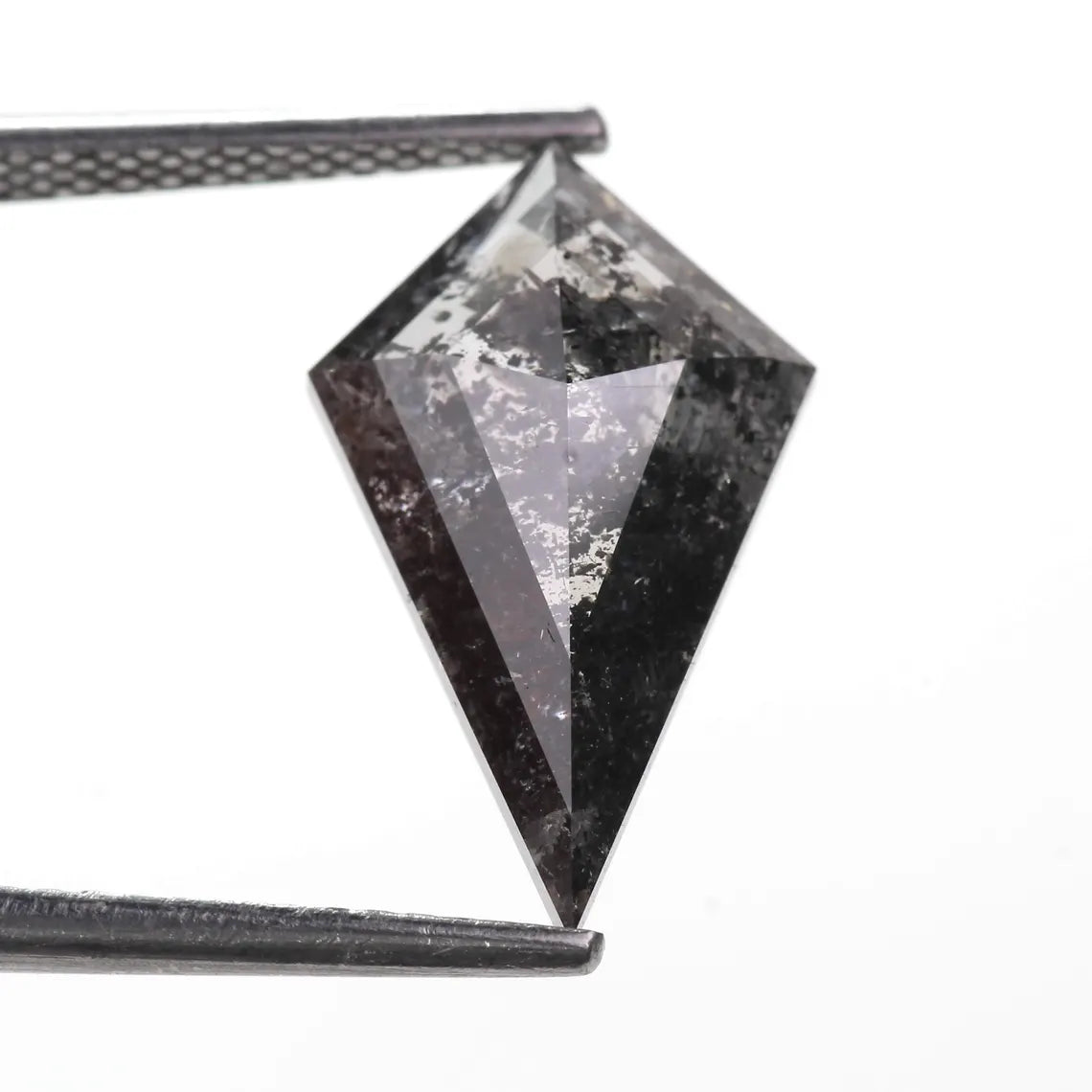 3.65 Carat Natural Black Kite Shape Salt and Pepper Diamond 15.9 MM