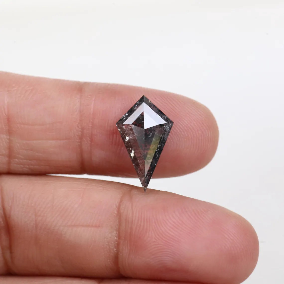 3.65 Carat Natural Black Kite Shape Salt and Pepper Diamond 15.9 MM