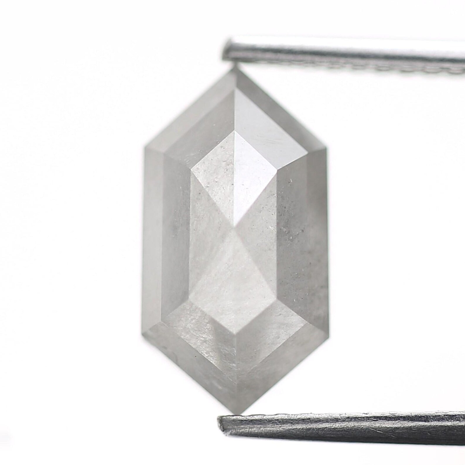 3 Ct Hexagon Salt and Pepper Diamond 11.70 MM