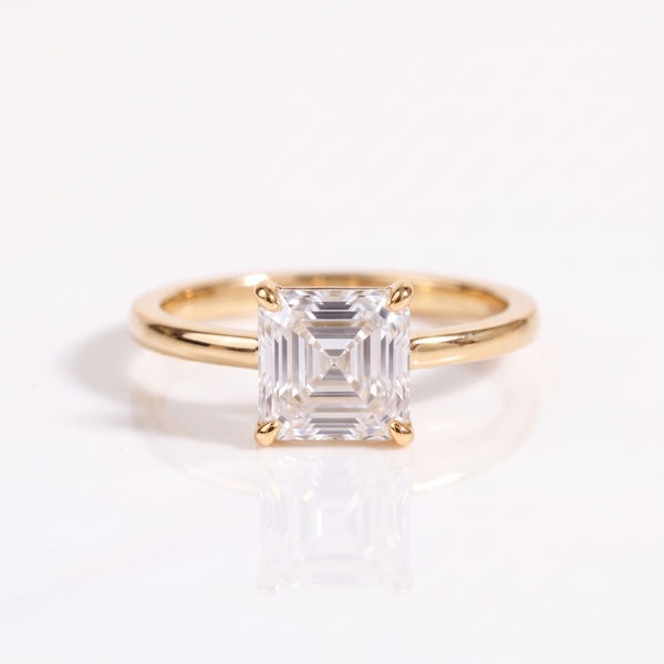 Bdaya Asscher Solitaire Engagement Ring 14K / 18K Solid Gold