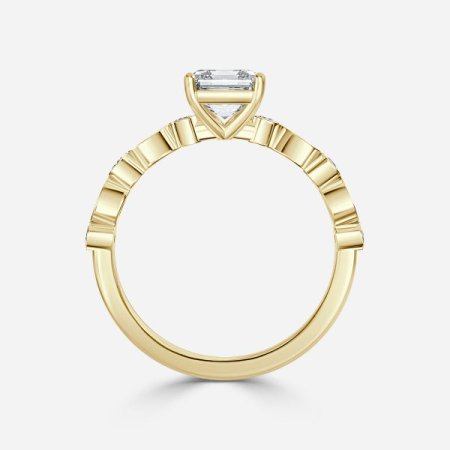 Trine Round Unique Diamond Engagement Ring 14K / 18K Solid Gold