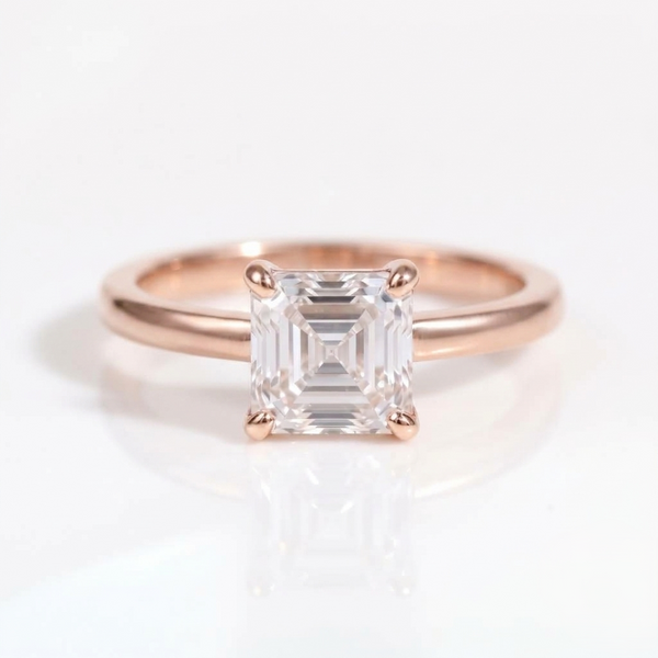 Deltic Asscher Solitaire Engagement Ring 14K / 18K Solid Gold