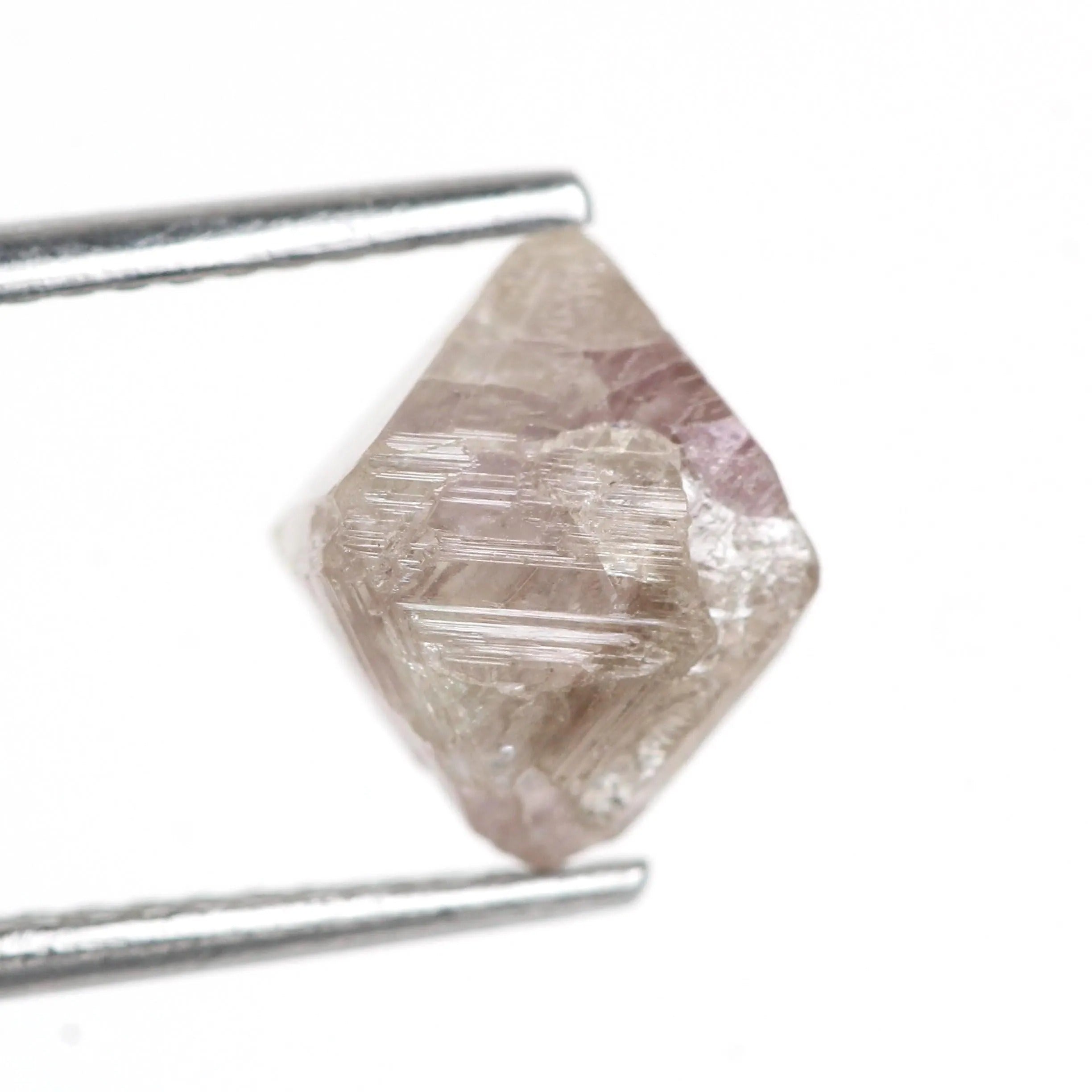 3.39 Carat Natural Light Brown Purple Pink Octahedron Rough Diamond 8.70 MM