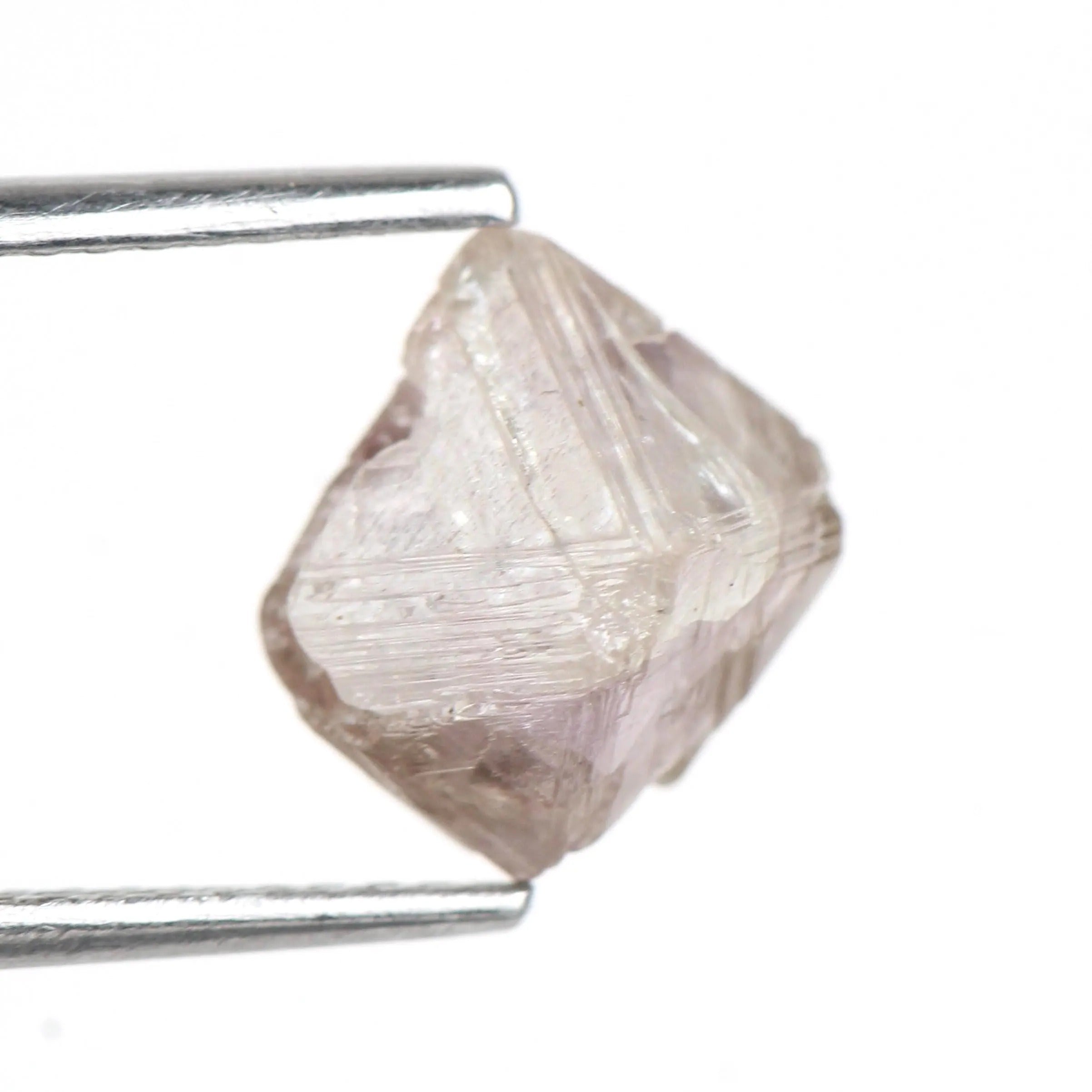 3.39 Carat Natural Light Brown Purple Pink Octahedron Rough Diamond 8.70 MM