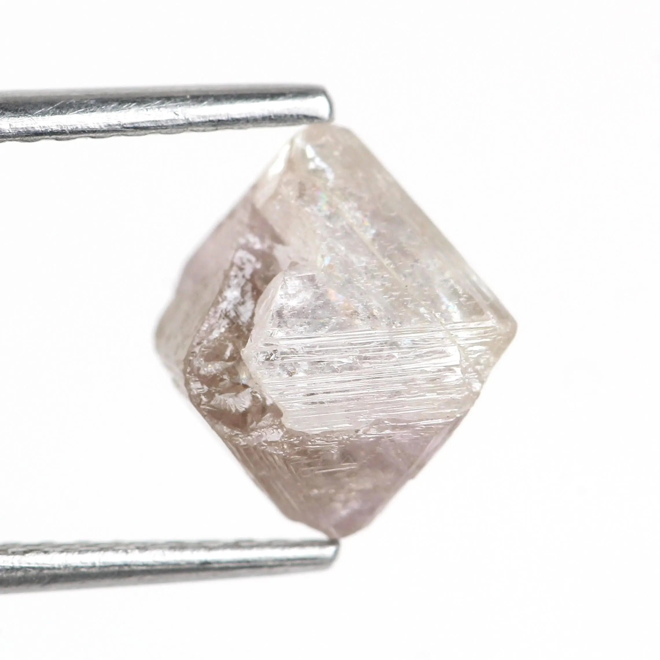 3.39 Carat Natural Light Brown Purple Pink Octahedron Rough Diamond 8.70 MM