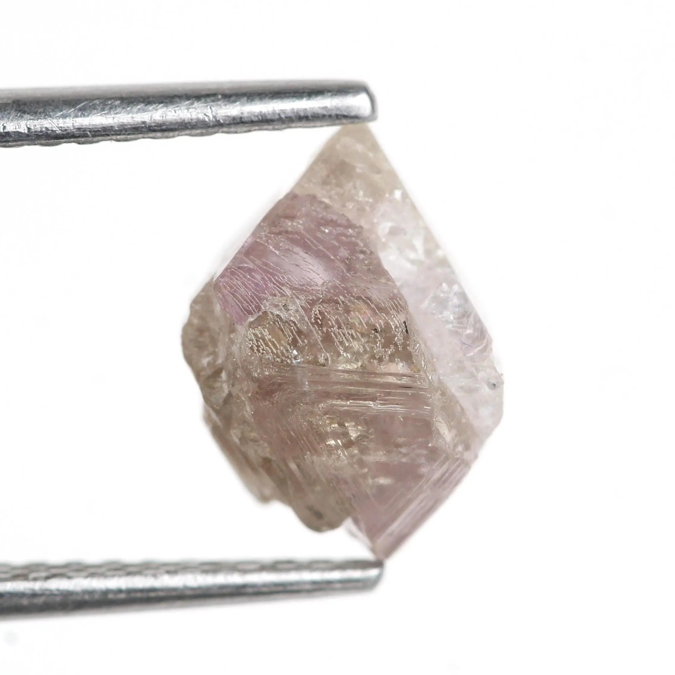 3.39 Carat Natural Light Brown Purple Pink Octahedron Rough Diamond 8.70 MM