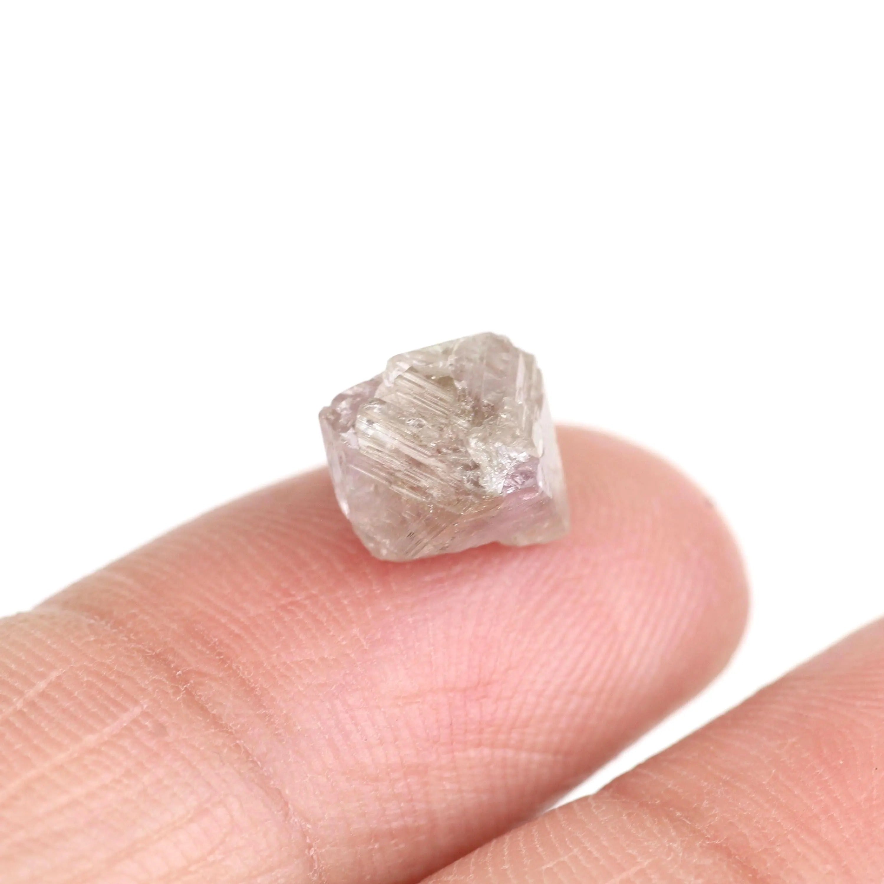 3.39 Carat Natural Light Brown Purple Pink Octahedron Rough Diamond 8.70 MM