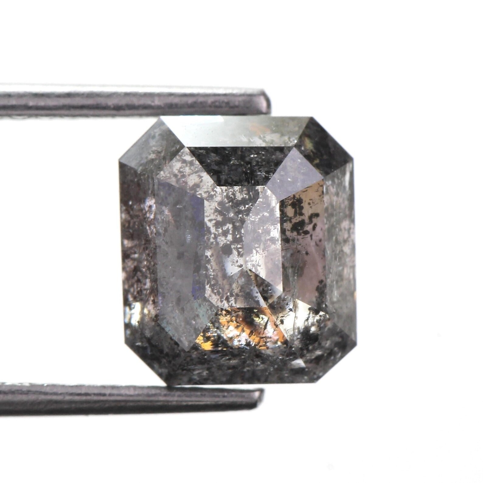3.17 Ct Salt and Pepper Diamond Natural Emerald Cut For Custom Engagement Ring
