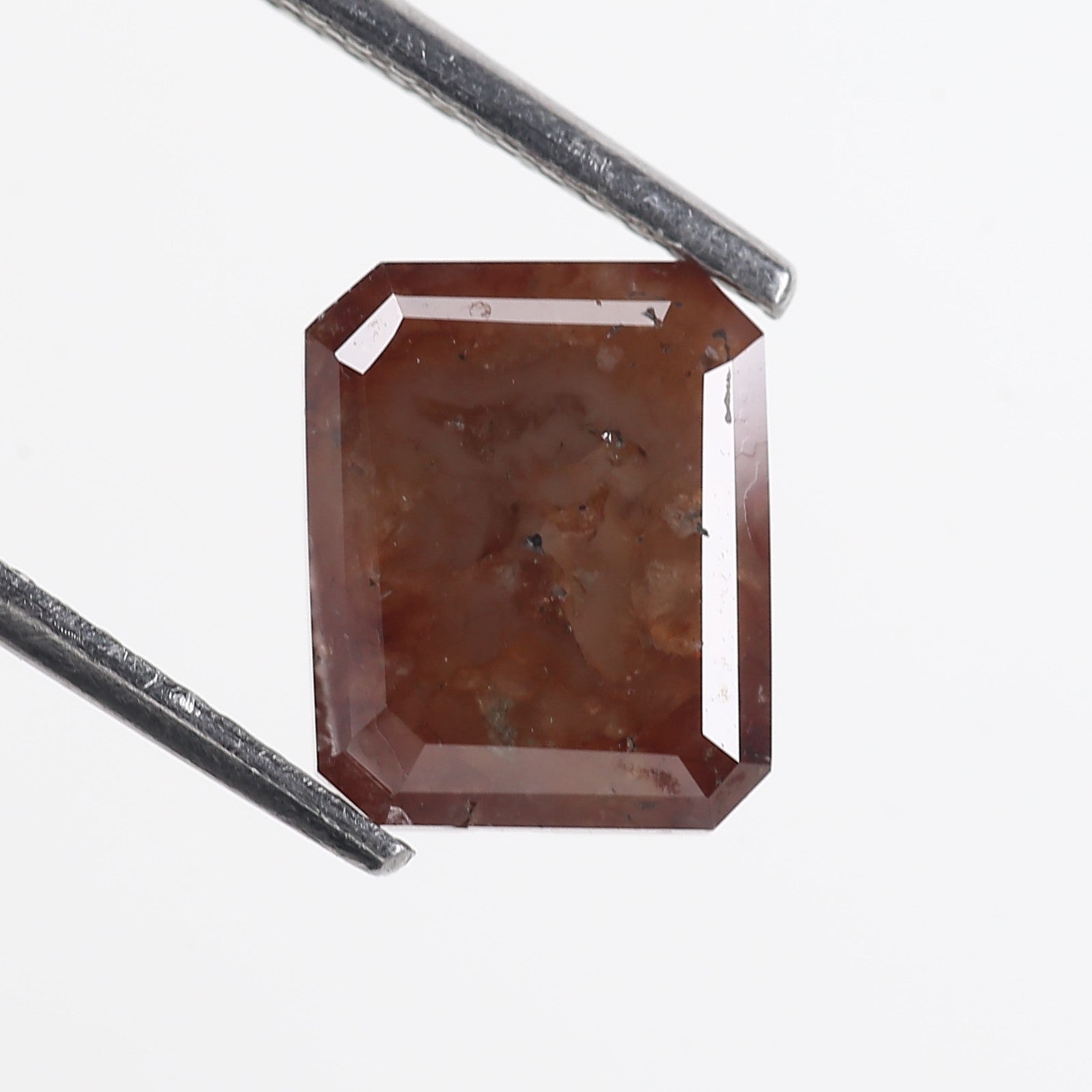 3.39 Carat Natural Brown Emerald Cut Salt And Pepper Diamond 8.86 MM
