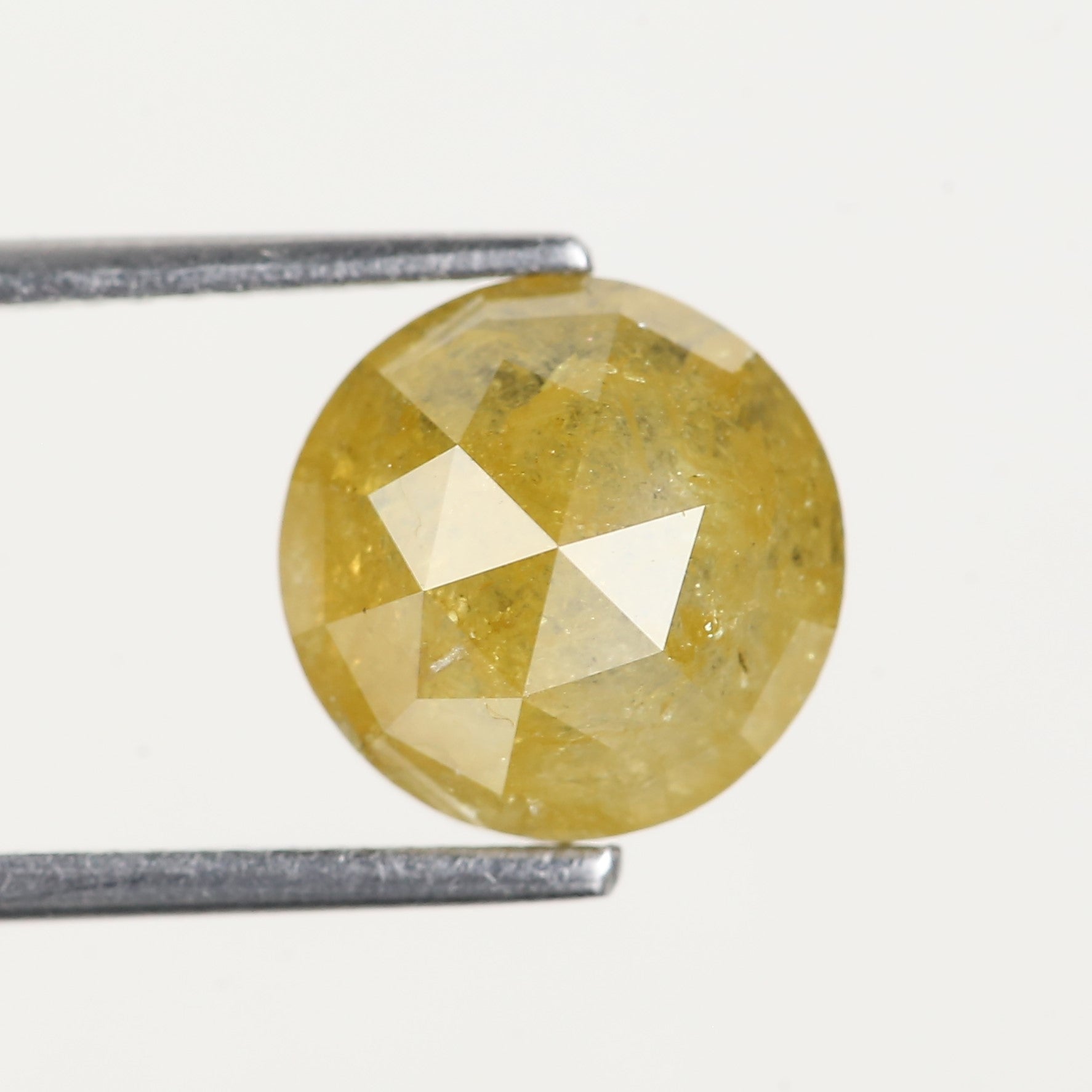 3.60 Carat Yellow Round Rose cut Salt and Pepper Diamond 9.10 MM