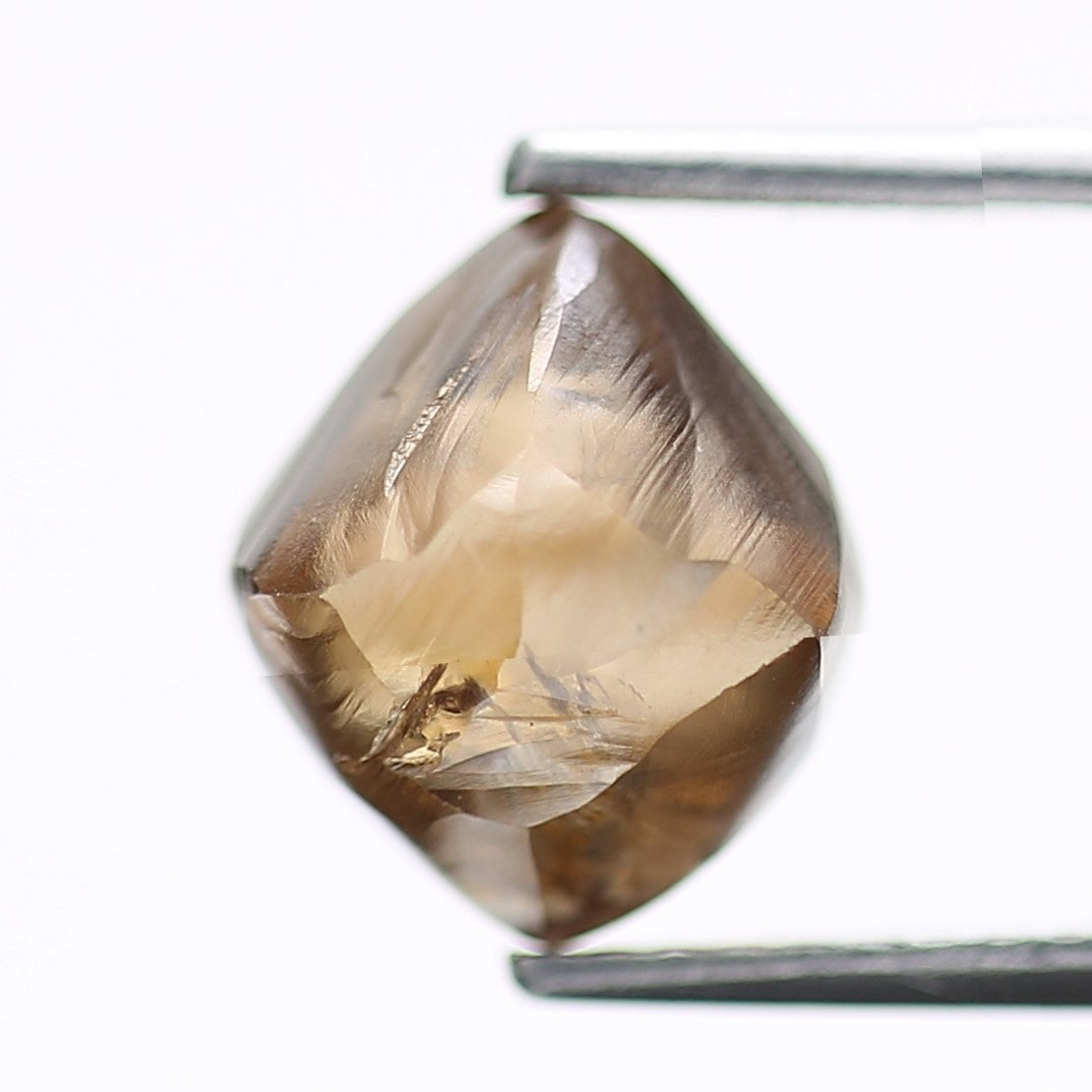 3.73 Carat Natural Octahedron Fancy Champagne Brown Rough Diamond 9.11 MM