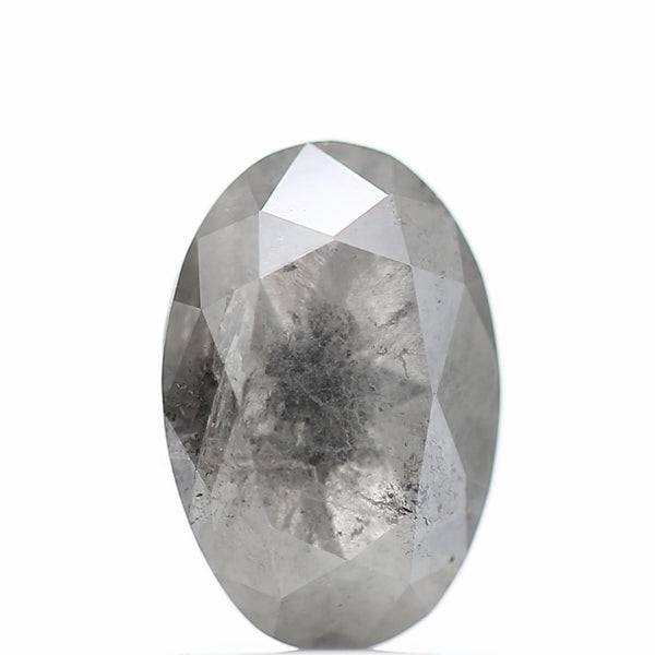 1.60 Carat Rose cut Fancy Gray Oval Salt and Pepper Diamond 8.52 MM