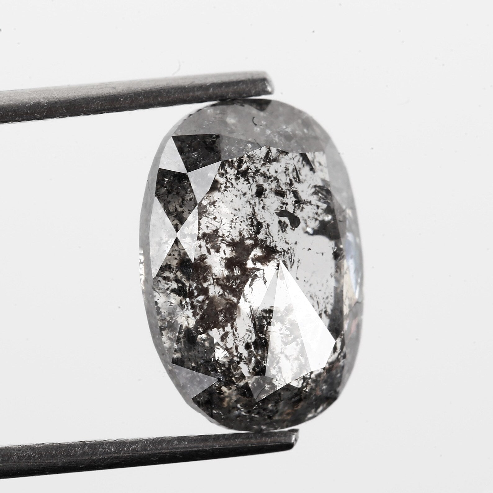 4.09 Carat Natural Oval Salt and Pepper Diamond 11.38 MM
