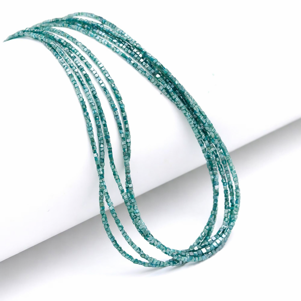 AAA+ 14 Inch Strand Beads Blue Diamond Cube Faceted Rondelle Beads