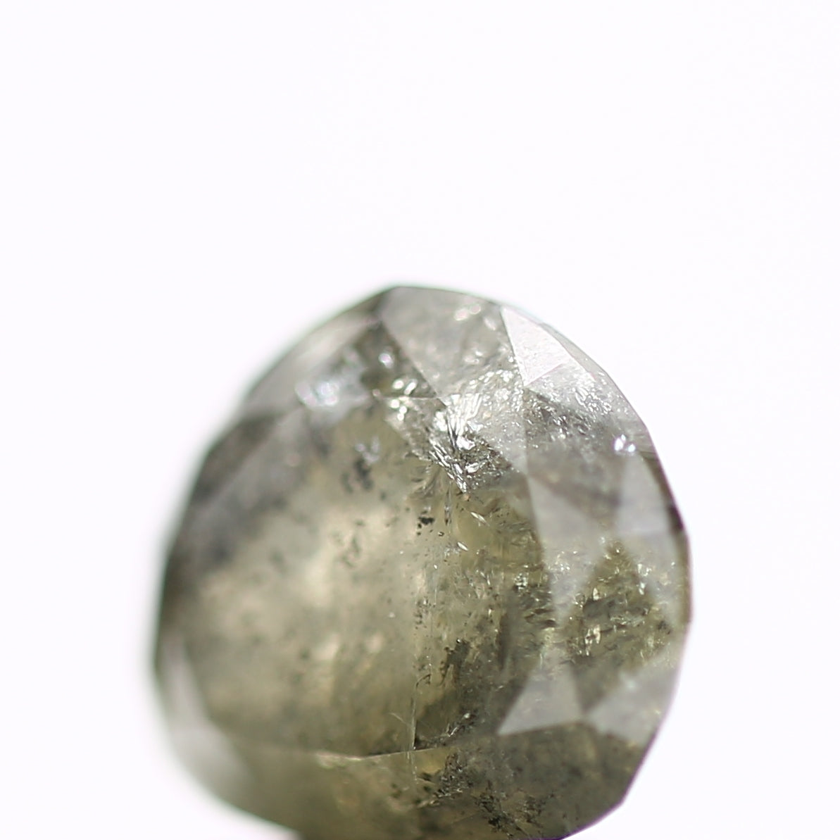 2.56 Carat Natural Green Gray Salt and Pepper Pear Diamond sd02