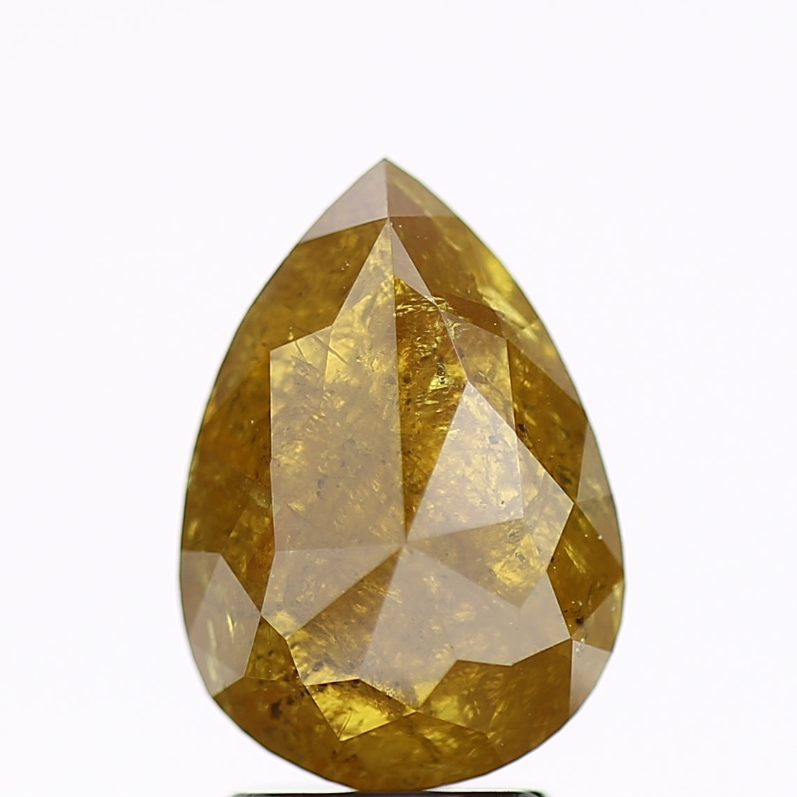 2.74 Carat Natural Yellow Pear Salt and Pepper Diamond 11 MM