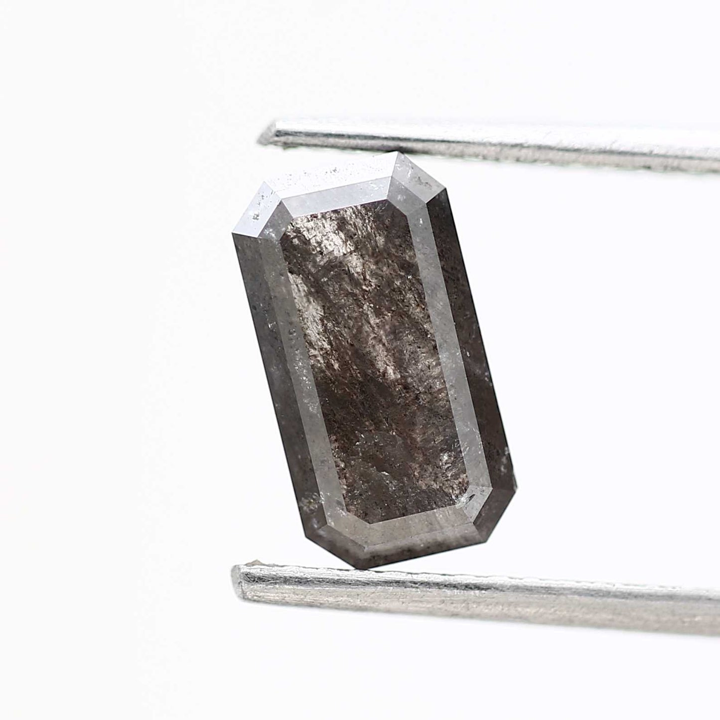 1.83 Carat 9.48 MM Natural Gray Emerald Cut Salt and Pepper Diamond - Blackdiamond