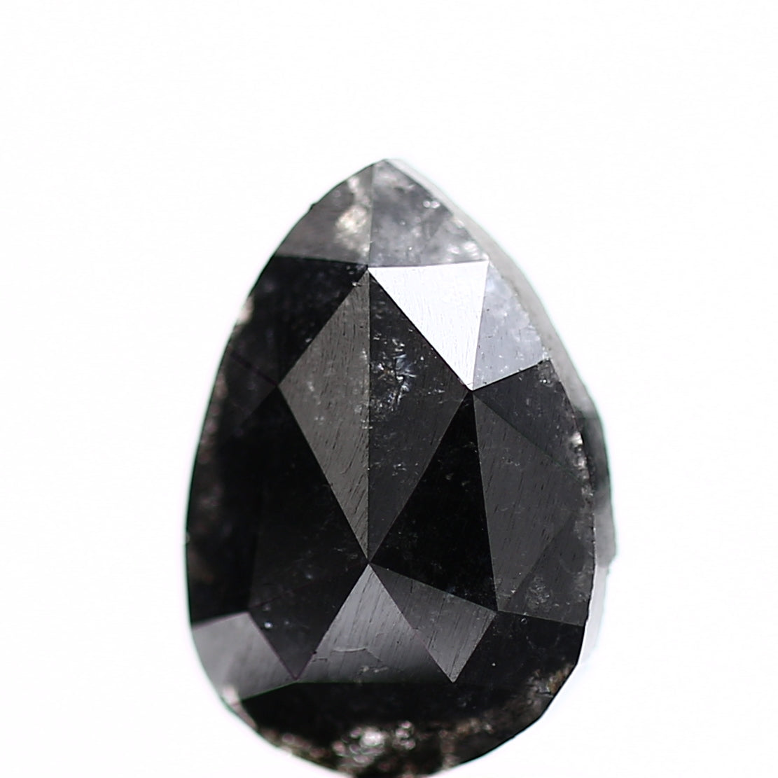 1.25 Carat Natural Pear Rose Cut Black Salt and Pepper Diamond SDM186