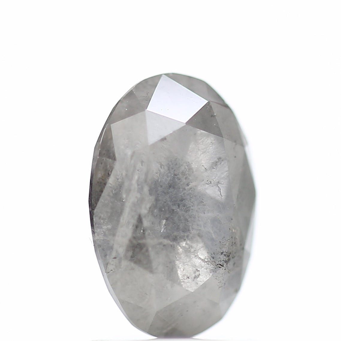 1.60 Carat Rose cut Fancy Gray Oval Salt and Pepper Diamond 8.52 MM